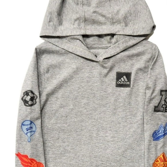 Adidas Gray Hoodie with Vibrant Sleeve Details - Picture 2 of 5